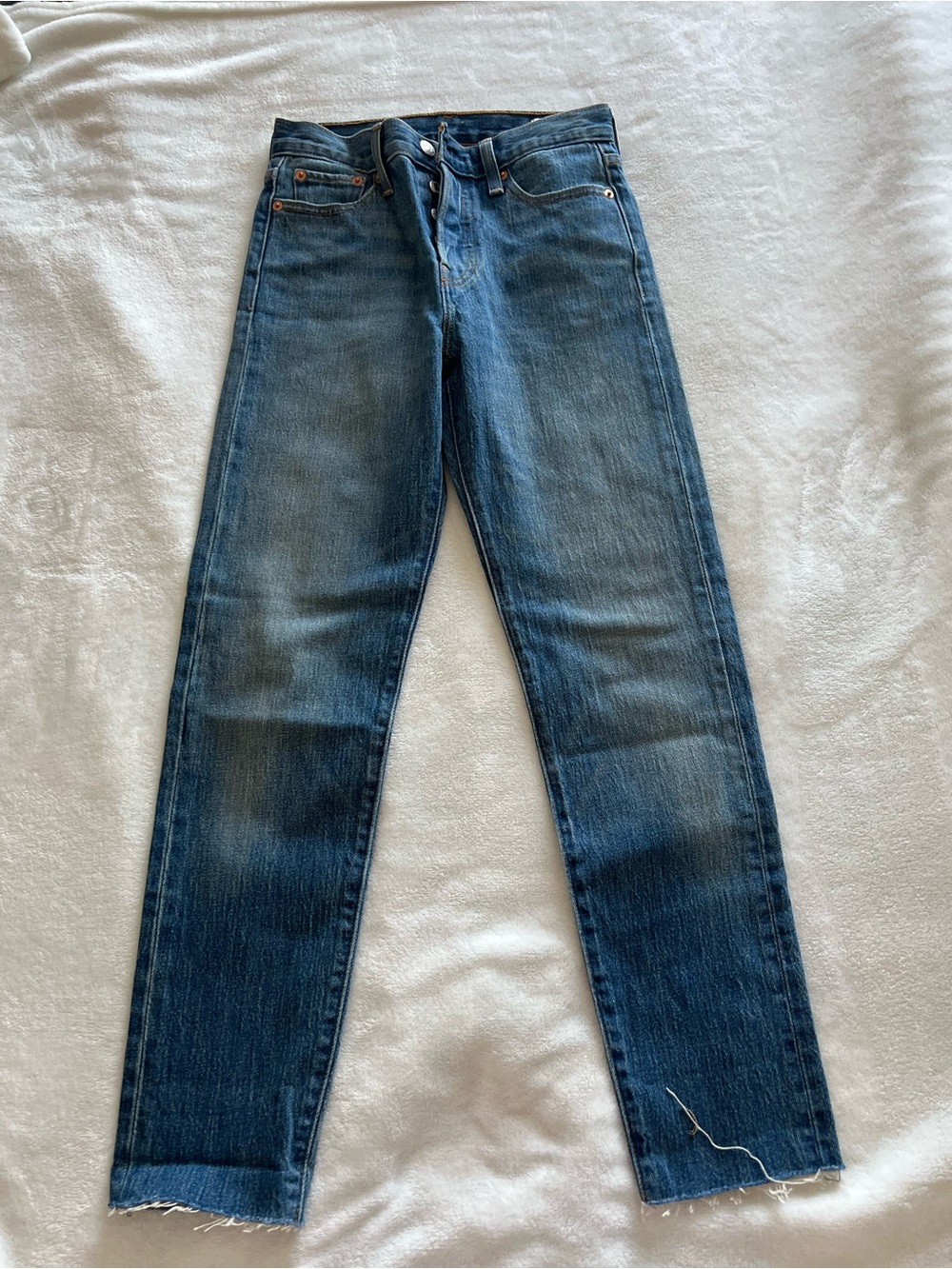 White Oak Cone Denim Levi's Women's Straight-Leg Blue Denim Jeans